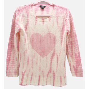 White and Pink Crew Neck Sweater with Scoop Design